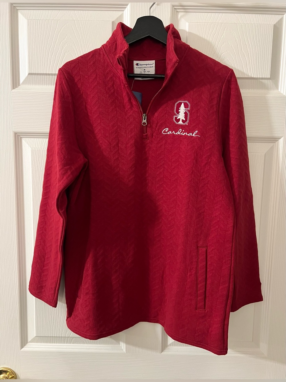 Champion Cardinal Red Stanford Embroidered Quarter-Zip Pullover